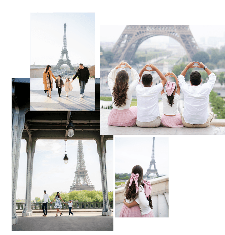 Familly photoshoot in Paris with the eiffel tower view from Trocadero